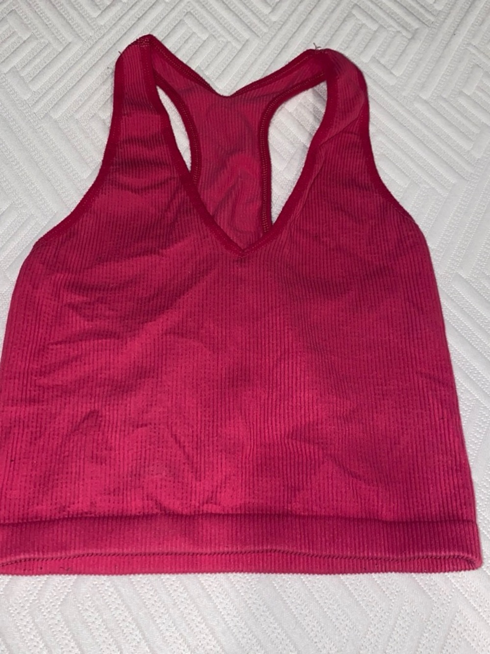 Free People Ribbed Racerback Tank Top in Deep Pink